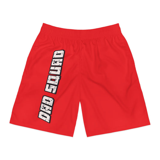 Men's Jogger Shorts - Bold Red Fitness Wear with Graphic Design